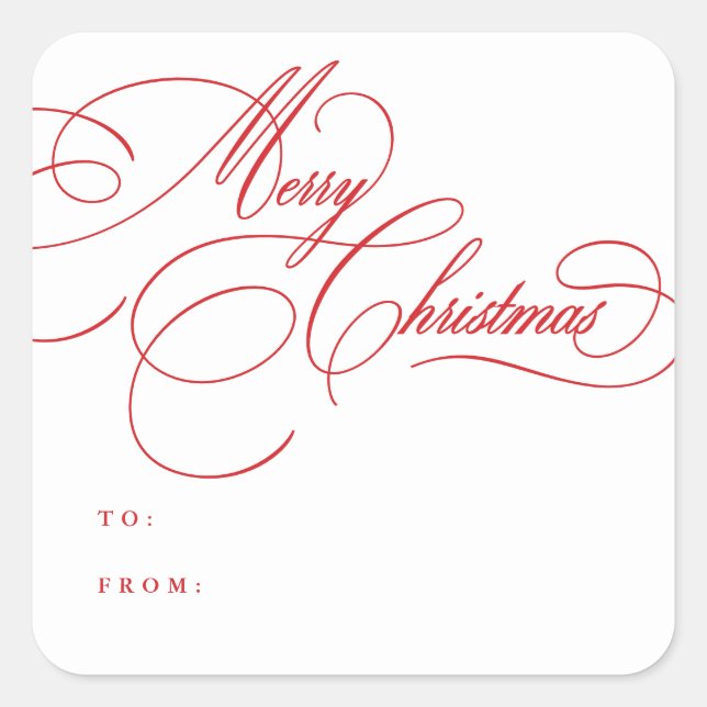 Holiday Script Merry Christmas Sticker Labels (Front)