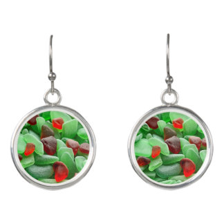 Holiday seaglass earrings