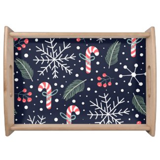 holiday seamless pattern with christmas candies serving tray