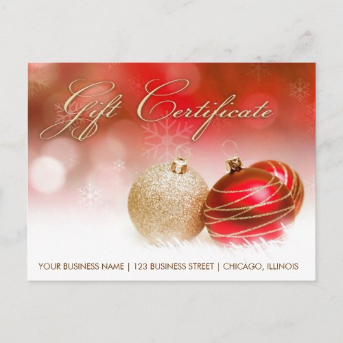 Holiday Season And Christmas Gift Certificate Postcard