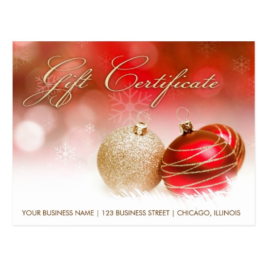 Holiday Season And Christmas Gift Certificate Postcard