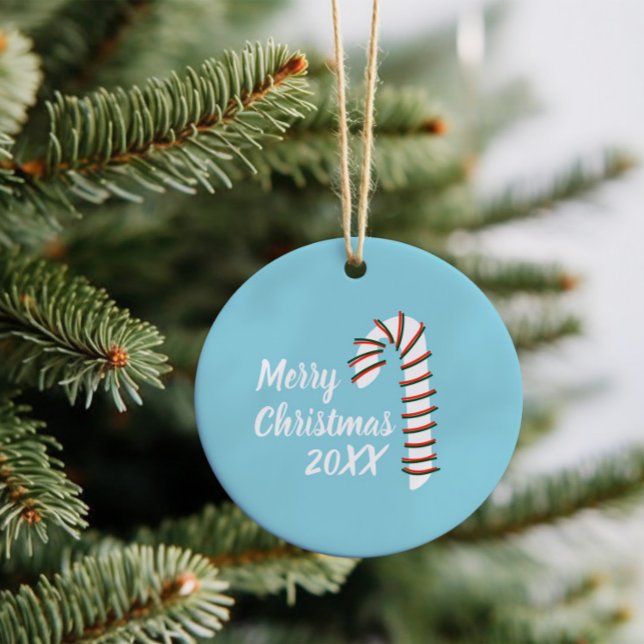 Holiday Season Artistic Candy Cane Ceramic Ornament (Creator Uploaded)