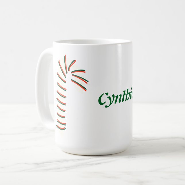 Holiday Season Artistic Candy Cane Coffee Mug (Front Left)