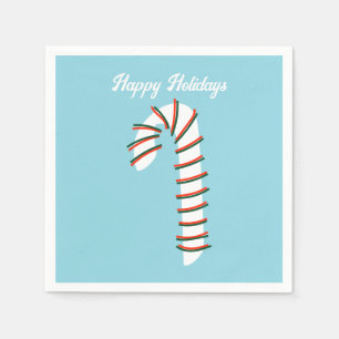 Holiday Season Artistic Candy Cane Greeting Napkins