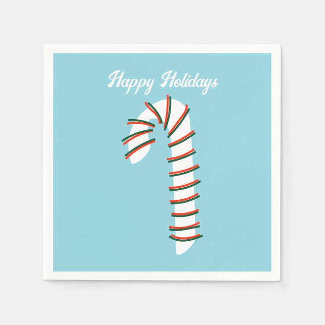 Holiday Season Artistic Candy Cane Greeting Napkins (Front)