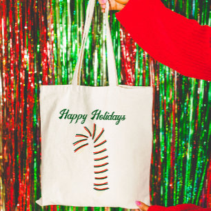 Holiday Season Artistic Candy Cane Greeting Tote Bag