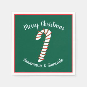 Holiday Season Artistic Candy Cane Personalized Napkins
