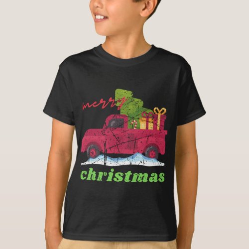 Holiday Season Christmas Classic Red Truck Snowy X T_Shirt