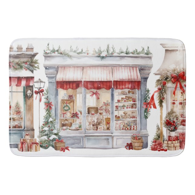 Holiday Season Christmas Theme Shops  Bath Mat (Front)