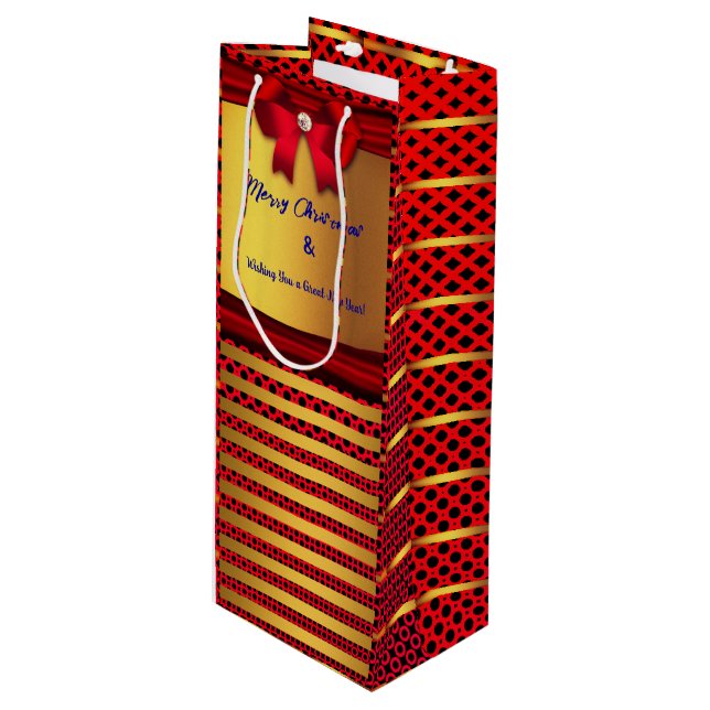 Holiday Season Wine  - New Year  Gift Bag (Front Angled)