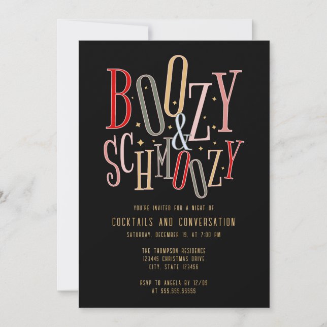 Holiday Season Xmas Christmas Boozy Cocktail Party Invitation (Front)