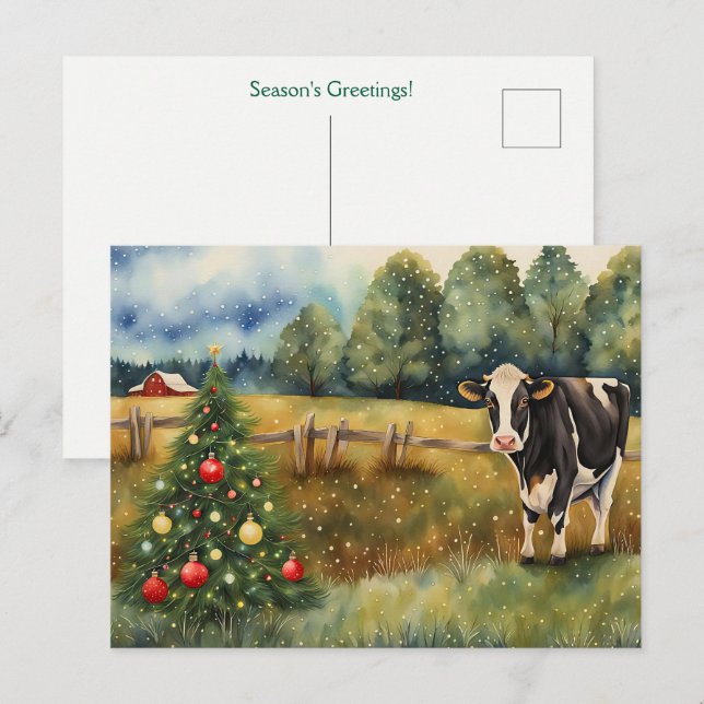 Holiday Seasons Greetings Country Barn  Postcard (Front/Back)
