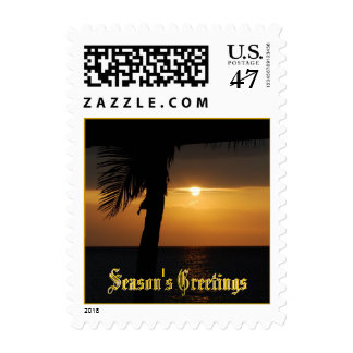 Holiday Season's Greetings Tropical Sunset Postage