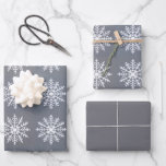 Holiday Secular Snowflake on Grey Coordinating Wrapping Paper Sheets<br><div class="desc">Trendy yet lovely snowflakes on grey holiday gift wrap sheets include a solid grey sheet for a beautiful presentation.  Suitable for any holiday or any winter gift!  Thank you for looking; we appreciate your business at Paws Charming.</div>