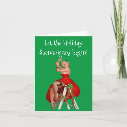 Holiday Shenanigans Retro Pinup Christmas Card