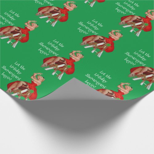 Holiday Shenanigans Retro Pinup Christmas  Wrapping Paper