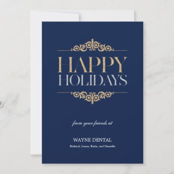 Holiday Shimmer Business Holiday Cards - Navy by orange_pulp at Zazzle