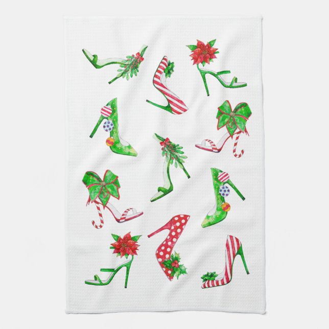 Holiday Shoe Kitchen Towel  (Vertical)