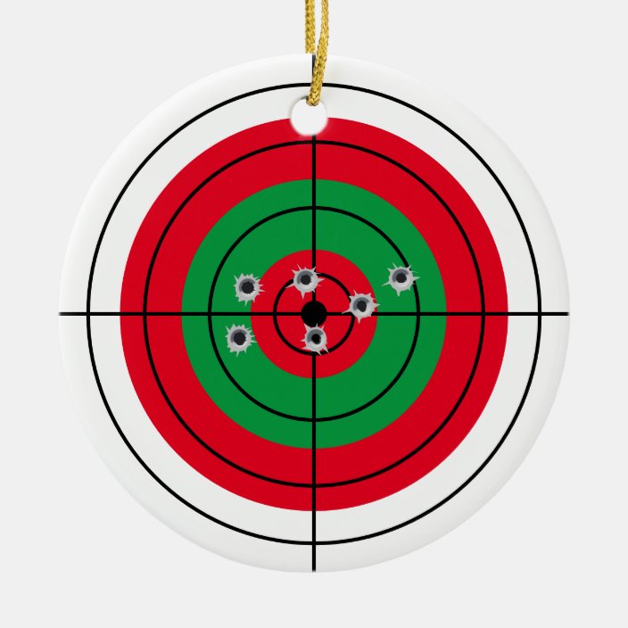 Holiday Shooting Target Gun Shooter Christmas Ceramic Ornament
