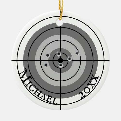 Holiday Shooting Target Gun Shooter Personalized  Ceramic Ornament