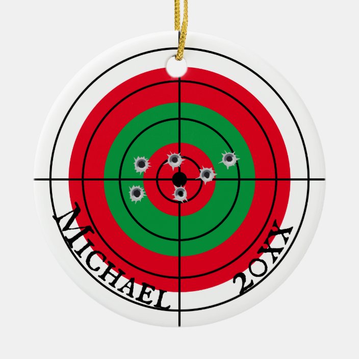 Holiday Shooting Target Gun Shooter Personalized Ceramic Ornament