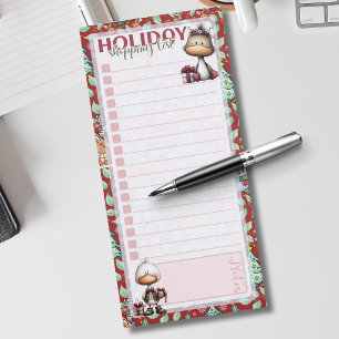 Holiday Shopping List Whimsical Goose Red Magnetic Notepad