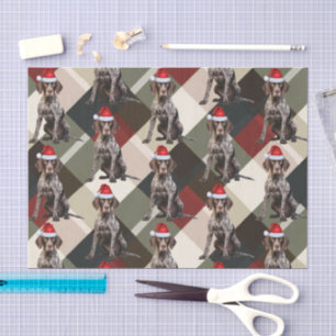 Holiday Shorthair Pointer Dog Red Plaid Christmas Tissue Paper
