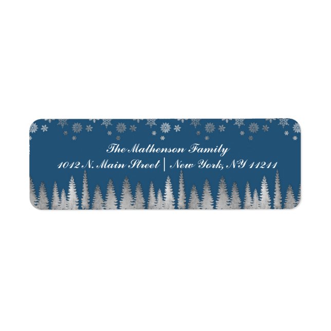 Holiday Silver and Blue Winter Wonderland Label (Front)