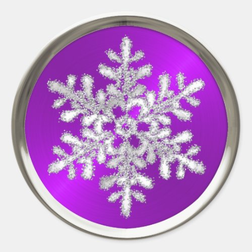 Holiday Silver Crystal Snowflake on Purple Seal