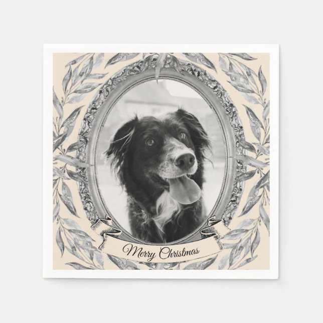 Holiday Silver Frame Photo Napkins (Front)