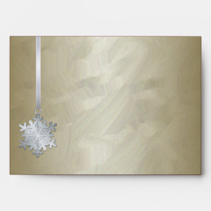 Holiday Silver Snowflake Gold Foil 5x7 Envelope