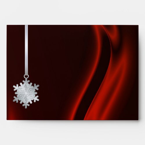 Holiday Silver Snowflake Red 5x7 Envelope