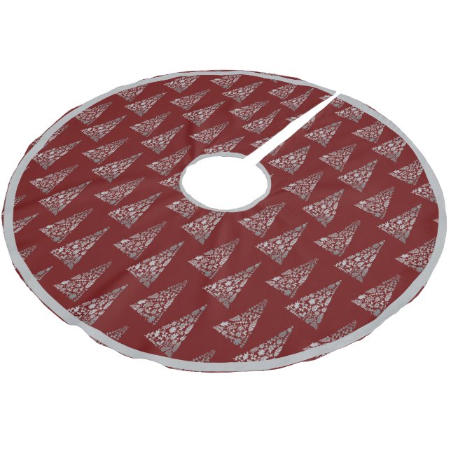 Holiday Silver Tree Elegant Modern Minimalistic Brushed Polyester Tree Skirt (Angled)