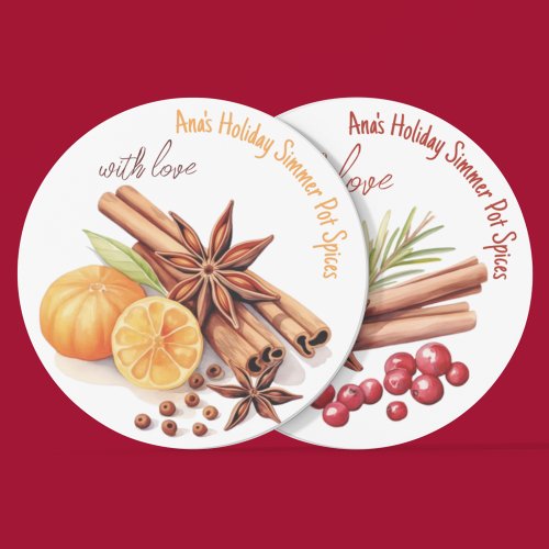 Holiday Simmer Pot Spices Labels