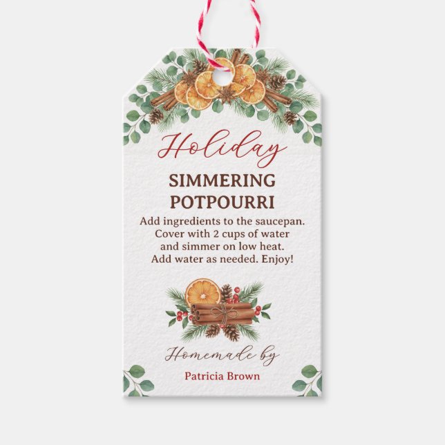 Holiday Simmering Potpourri Recipe  Gift Tags (Front)