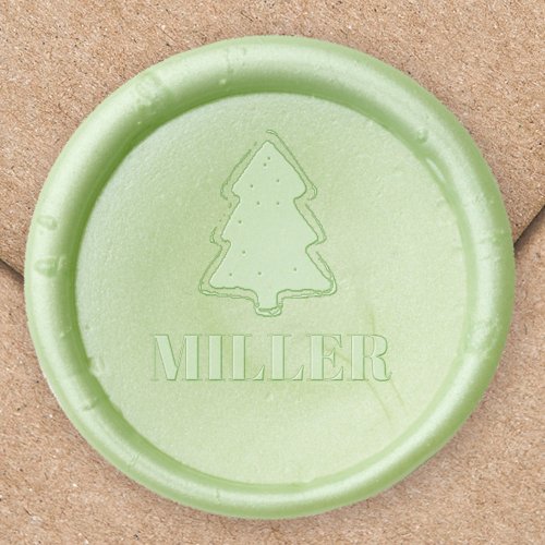 Holiday Simple Cute Christmas Tree Family Name Wax Seal Stamp