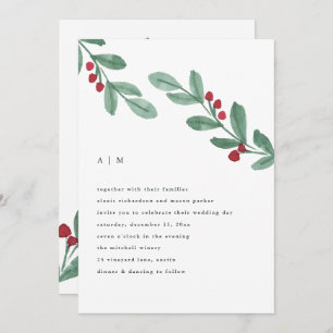 Holiday Simplicity Christmas Greenery Wedding Invitation