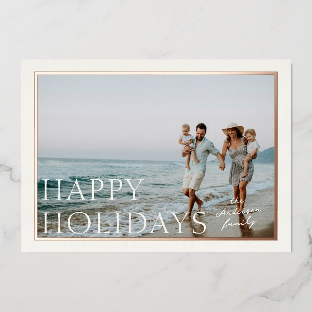 Holiday Simplicity Foil Photo Holiday Card (Front)