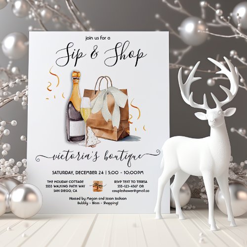 Holiday Sip and Shop boutique store event Invitation