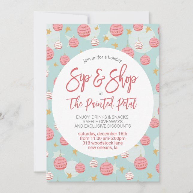 Holiday Sip and Shop Invitation (Front)