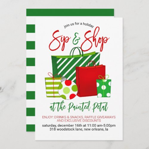 Holiday Sip and Shop Invitation