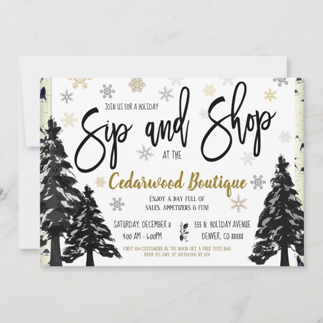 Holiday Sip and Shop Invitation (Front)