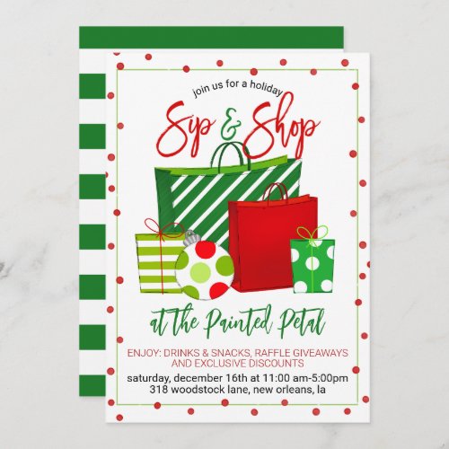 Holiday Sip and Shop Invitation