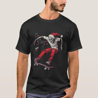 Holiday Skeleton Skateboarder T-Shirt
