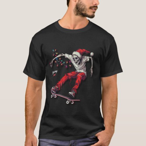 Holiday Skeleton Skateboarder T_Shirt