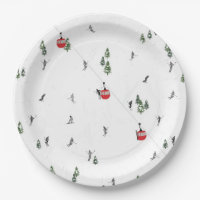 Holiday Skiing Red Ski Lift Illustration