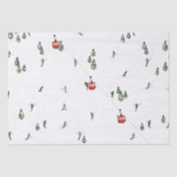 Holiday Skiing Red Ski Lift Illustration