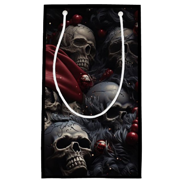  Holiday Skull Gift Bag (Black) (Front)