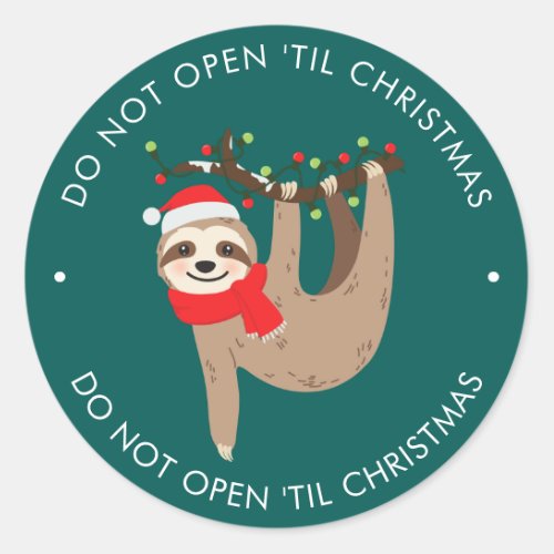 Holiday Sloth _ Add Your Own Text Christmas Classic Round Sticker