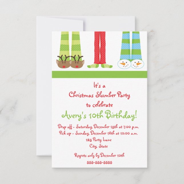 Holiday Slumber Party Invitation (Front)